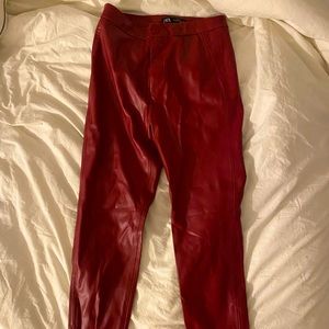 Zara Red Leather Pants